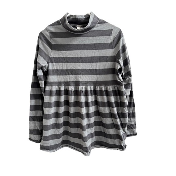 We The Free Black & Gray Stripe Mock Neck Long Sleeve Peplum Tunic size Small - Picture 1 of 7